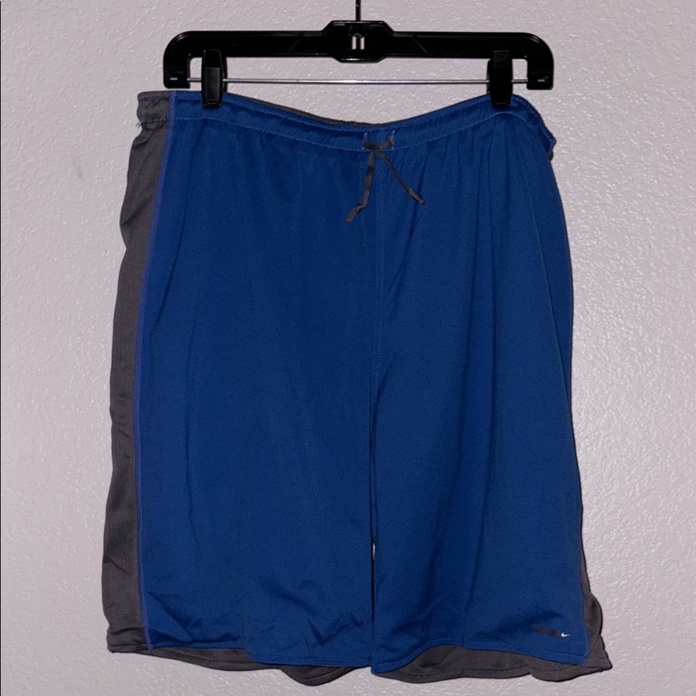 Nike Gray and Blue Athletic Shorts with Layered Design